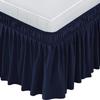 Navy Blue Wrap Around Bed Skirts with 16" Drop - Three Sides Fabric Adjustable Elastic Dust Ruffle Silky Soft -600 TC Stretchy Bed Skirt-Twin XL(39"X 80") Navy Blue view 2
