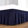 Navy Blue Wrap Around Bed Skirts with 16" Drop - Three Sides Fabric Adjustable Elastic Dust Ruffle Silky Soft -600 TC Stretchy Bed Skirt-Twin XL(39"X 80") Navy Blue view 3