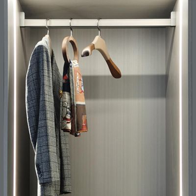 Closet Rod Stylish Leather Metal Closet Clothes Rack, Top Mount Wall Mounted Closet Bar, Space Saving Wardrobe Tube Pole with Brackets, Easy to Install (Color : Light Gray, Size : 80cm(31 1/2") Leng