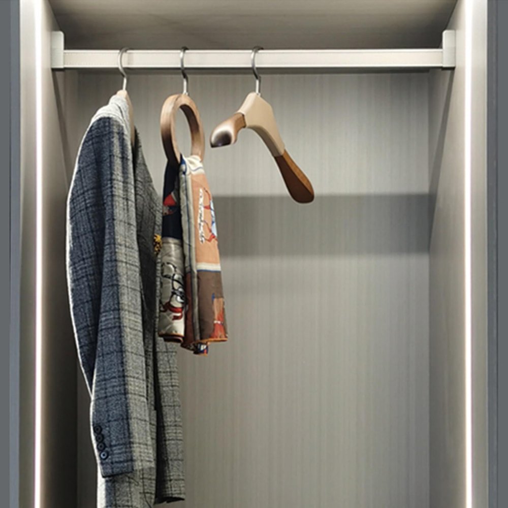 Closet Rod Stylish Leather Metal Closet Clothes Rack, Top Mount Wall Mounted Closet Bar, Space Saving Wardrobe Tube Pole with Brackets, Easy to Install (Color : Light Gray, Size : 80cm(31 1/2") Leng