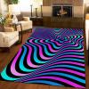 Blue Purple Gradient Stripes Area Rug, Modern 3D Visual Geometry Living Room Carpet, Floor Rug Soft Non-Slip Washable Lightweight for Bedroom Dining Room Hallway Decor3 x 5ft view 1