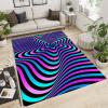 Blue Purple Gradient Stripes Area Rug, Modern 3D Visual Geometry Living Room Carpet, Floor Rug Soft Non-Slip Washable Lightweight for Bedroom Dining Room Hallway Decor3 x 5ft view 3