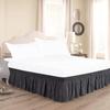 Twin Dark Grey Wrap Around Bed Skirts with 16" Drop - Three Sides Fabric Adjustable Elastic Dust Ruffle Silky Soft -600 TC Cotton Stretchy Bed Skirt-Twin(39"X 75") Dark Grey view 2