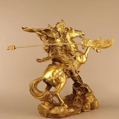 burid Pure Copper Chinese Feng Shui Guan Gong Statue God of Wealth Home and Office Decoration Wu God of Wealth Guan Yu Statue Best Furnishings Gifts