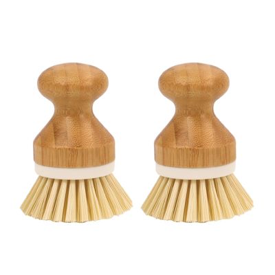 LUNCHS 2pack Bamboo Palm Brushes for Dishes,Wooden Kitchen Scrub Brush for Cleaning Sink,Reusable Household Washing Tool (Color : C)