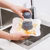 LUNCHS Dish Brush with Soap Dispenser, Scrub Brush with Holder Kitchen Cleaning Tool for Dishes Pots Pans Sink Scrubber (Color : Yellow) view 2