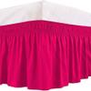 Olympic Queen Hot Pink Wrap Around Bed Skirts with 16" Drop - Three Sides Fabric Adjustable Elastic Dust Ruffle Silky Soft -600 TC Cotton Stretchy Bed Skirt-Olympic Queen(66"X 80") Hot Pink view 2