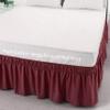 Burgundy Wrap Around Bed Skirts with 16" Drop - Three Sides Fabric Adjustable Elastic Dust Ruffle -600TC Stretchy Cotton Bed Skirt with 16" Drop-Queen XL(60"X 84") Burgundy Light Weight view 2