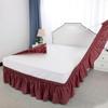Burgundy Wrap Around Bed Skirts with 16" Drop - Three Sides Fabric Adjustable Elastic Dust Ruffle -600TC Stretchy Cotton Bed Skirt with 16" Drop-Queen XL(60"X 84") Burgundy Light Weight view 3