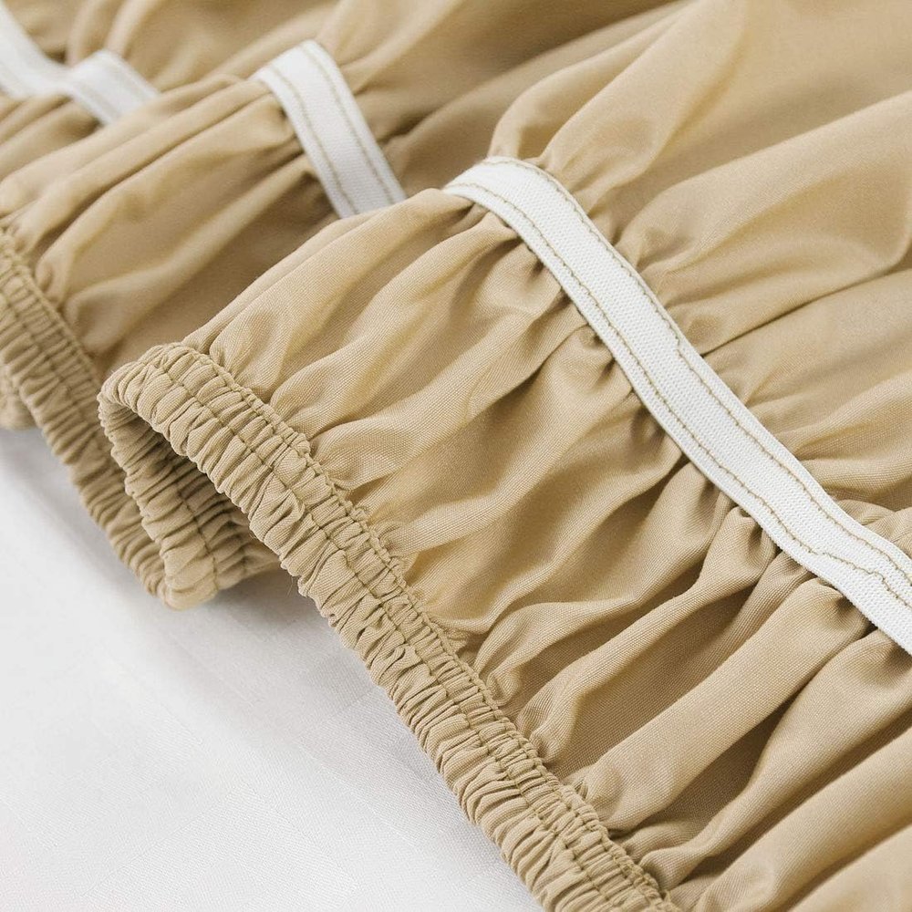 Twin XL Taupe Wrap Around Bed Skirts with 16" Drop - Three Sides Fabric Adjustable Dust Ruffle -600TC Stretchy Cotton Bed Skirt with 16" Drop-Twin XL(39"X 80") Taupe