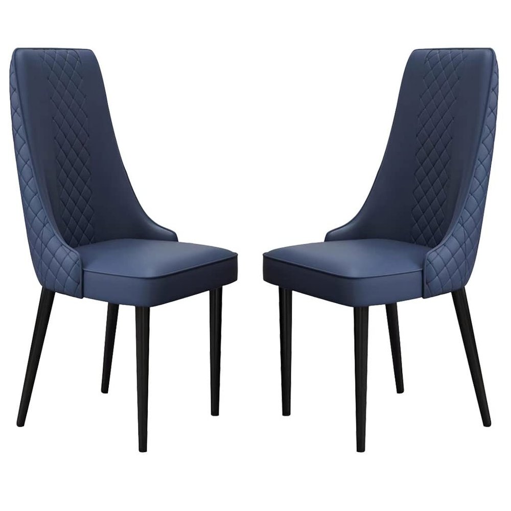 AYARNA Kitchen Dining Chairs Set of 2 Micro Fiber Leather Ergonomics Seat Sturdy Carbon Steel Metal Legs (Color : Blue), AYARNA-001