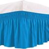 Twin Turquoise Wrap Around Bed Skirts with 16" Drop - Three Sides Fabric Adjustable Dust Ruffle -600TC Stretchy Cotton Bed Skirt with 16" Drop-Twin(39"X 75") Turquoise view 2