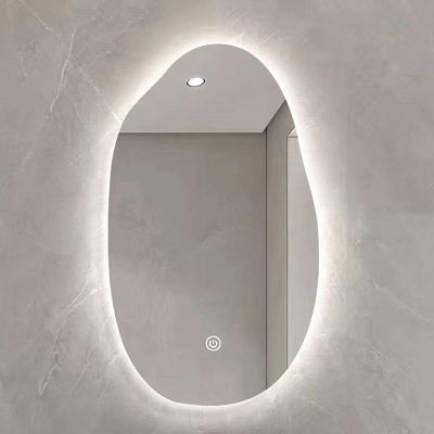 YFZNWHX Irregular Oval Lighted Bathroom Vanity Mirror, 40x70cm,50x80cm,60x90cm, Wall Mounted Dimmable Frameless LED Makeup Mirror, Large Modern Decorative Mirror (Size : 40x70cm)