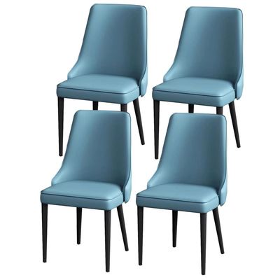 AYARNA Dining Chair Set of 4 Napa Leather Kitchen Living Room Lounge Counter Chairs Sturdy Carbon Steel Metal Legs(Light Blue)