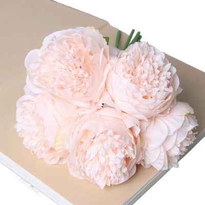 HXSCOO Artificial Peonies Bunch - Five Heads Realistic Fake Flowers for Home Decor, Wedding, Party, and Office, Compatible with Vases and DIY Crafts (Color : Light Pink)