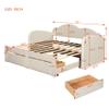 VilroCaz Extendable Twin to King Size Upholstered Daybed with 2 Drawers, Velvet Upholstery Daybed Sofa Bed with Cloud-Shaped Backrest, Strong Wood Slats Support, Maximize Space (Beige-VT) view 2