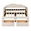 VilroCaz Extendable Twin to King Size Upholstered Daybed with 2 Drawers, Velvet Upholstery Daybed Sofa Bed with Cloud-Shaped Backrest, Strong Wood Slats Support, Maximize Space (Beige-VT) view 4