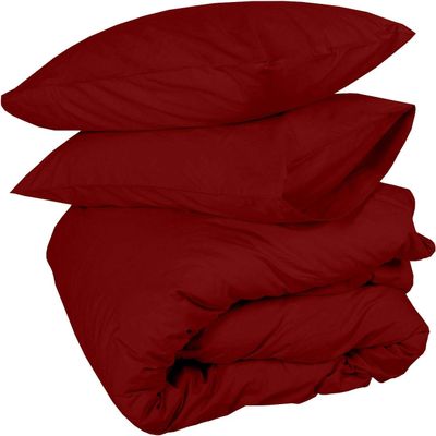 All Star Linen 3 Piece Zipper Clouser Cotton Burgundy Duvet Cover Size Cal-King (110'' x 98'') 600 Thread Count Cotton Ultra Soft & Easy Care