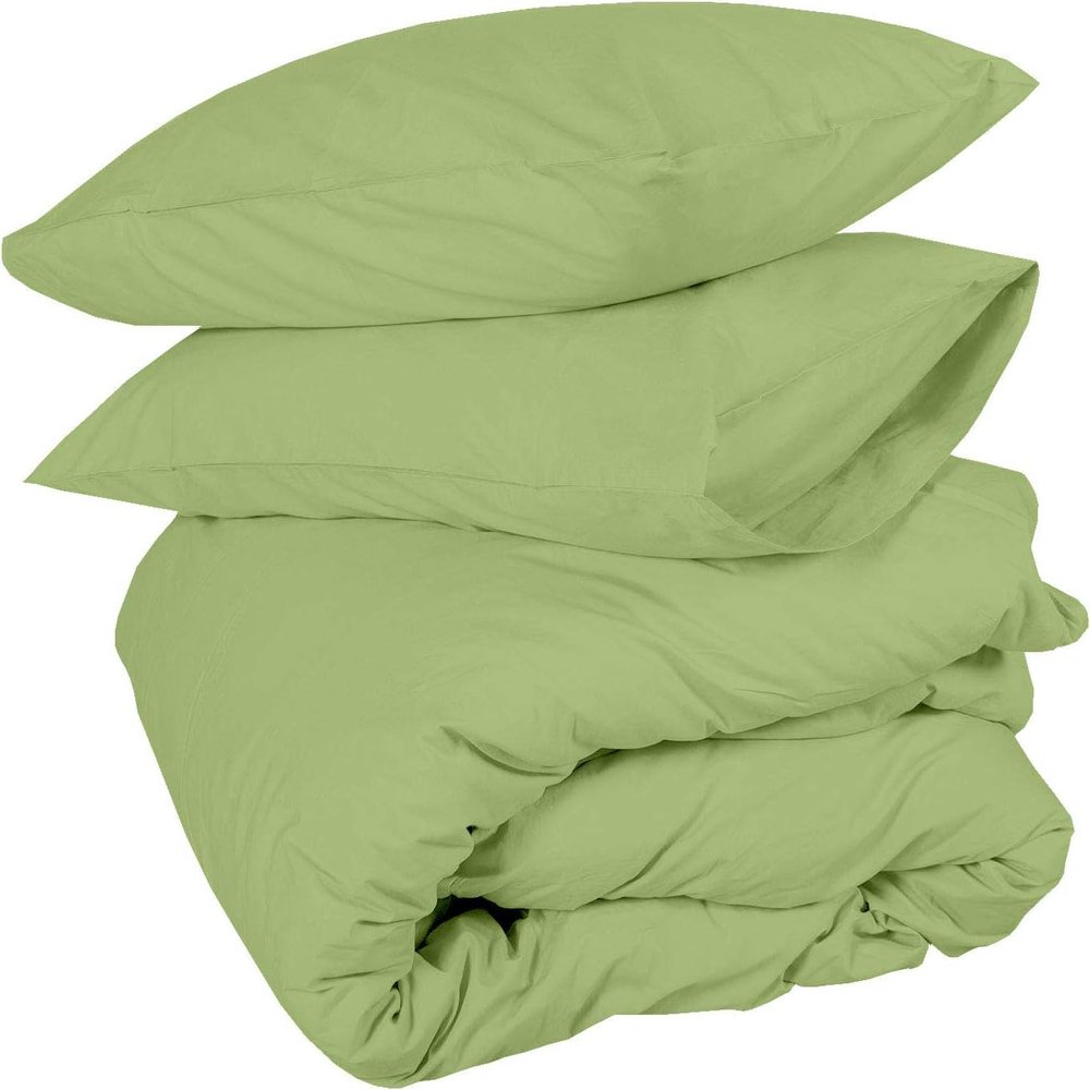 All Star Linen 1 Piece Zipper Clouser Cotton Sage Green Duvet Cover Size Oversized King (116'' x 98'') 600 Thread Count Cotton Ultra Soft & Easy Care