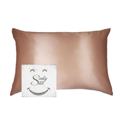Smily Silk Pillowcase - 100% Pure Mulberry Silk 22Momme Highest Grade 6A - Cooling and Breathable - Silk Pillowcase for Hair and Skin Set - Standard Size - 2 Scrunchies -1 Laundry Mesh - Hidden Zipper