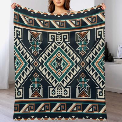 Boho Blanket Retro Native American Tribal Indian Ethnic Abstract Geometric Printed Flannel Blankets for Chair Couch Sofa Bed Throw Blanket Soft Cozy Aztec Blanket for Camping Outdoor W60 xL80