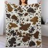 Cow Print Blanket Soft Cozy Lightweight Gifts Blanket for Kids Adults, Animal Skin Plush Flannel Throw Blanket for Sofa Couch Bed Decor, Brown W50 xL60 view 1