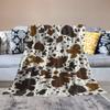 Cow Print Blanket Soft Cozy Lightweight Gifts Blanket for Kids Adults, Animal Skin Plush Flannel Throw Blanket for Sofa Couch Bed Decor, Brown W50 xL60 view 3