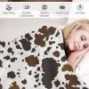 Cow Print Blanket Soft Cozy Lightweight Gifts Blanket for Kids Adults, Animal Skin Plush Flannel Throw Blanket for Sofa Couch Bed Decor, Brown W50 xL60 view 4