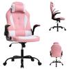 Pink Gaming Chair, Gaming Chairs for Adults, Game Chair with Flip Up Arms, Small Gaming Chair with Lumbar Support and Headrest, Comfortable Desk Chair for Adults Teens Kids Men Women, Max 250 LBS view 1