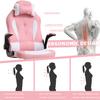 Pink Gaming Chair, Gaming Chairs for Adults, Game Chair with Flip Up Arms, Small Gaming Chair with Lumbar Support and Headrest, Comfortable Desk Chair for Adults Teens Kids Men Women, Max 250 LBS view 4