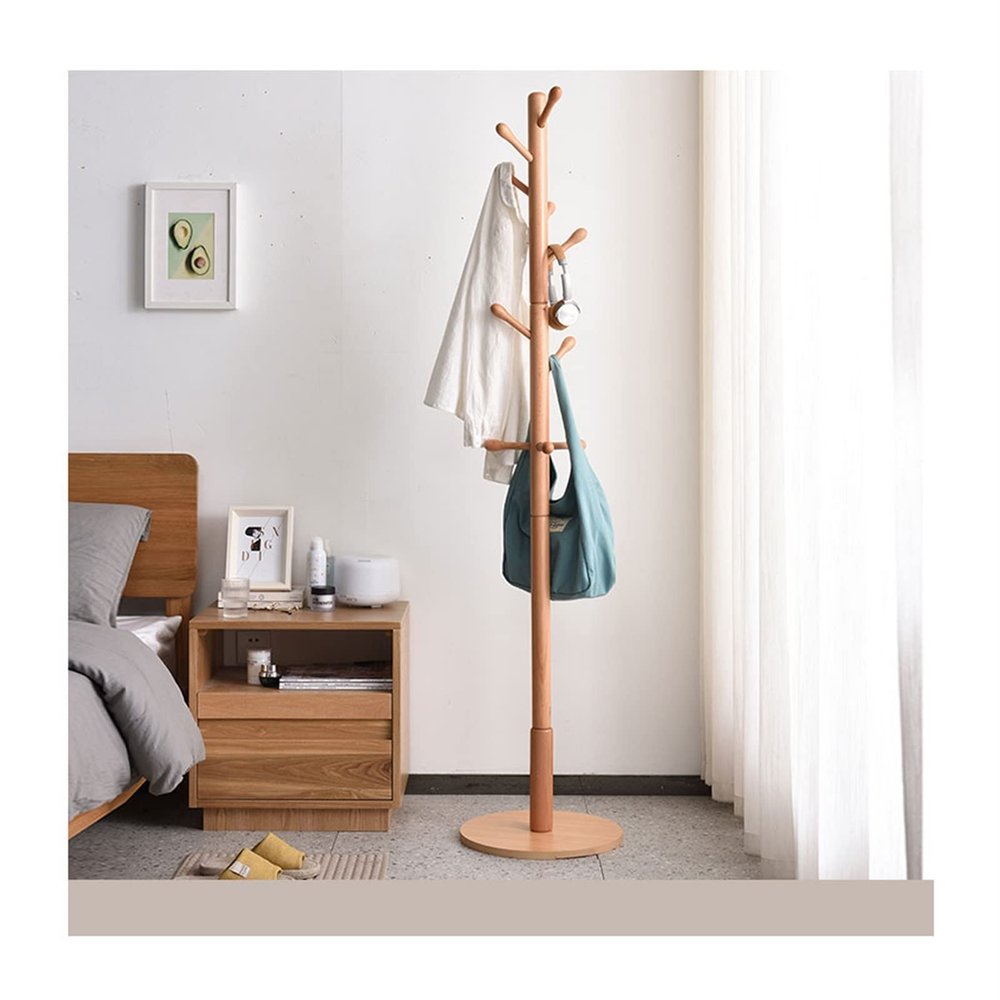 Standing Coat Stand Coat Rack Modern Wooden Hanger Household Floor Standing Tree Shaped Single Rod Coat Shelf Living Room Bedroom Office Heavy Coat Racks Coat Rack (Color : A)
