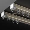 Curtain Double Tracks, Aluminium Ceiling Mounted Curtain Tracks System, Room Divider-Ceiling Curtain Track Rail For Living Room Bedroom Ceiling/Wall Mount Curtain Rail System ( Color : Gold (Top Mount view 1