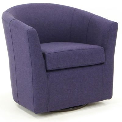 Pemberly Row 19" H Traditional Fabric Swivel Club Chair in Purple