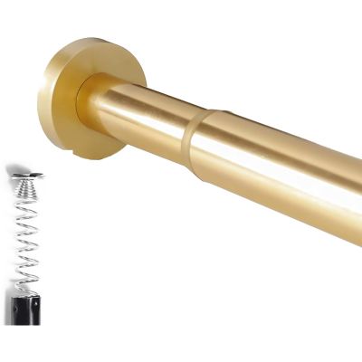 No Drill Stainless Steel Extendable Shower Curtain Rods for Windows Tension Curtain Rod Thicken Sturdy Drapery Rods Adjustable Bath Rod Non-Slip(127-220cm, Gold)