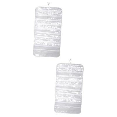PRETYZOOM 2pcs Hanging Jewelry Organizer Double-sided Non-woven Jewelry Display Bag for Closet Door and Wall Storage White