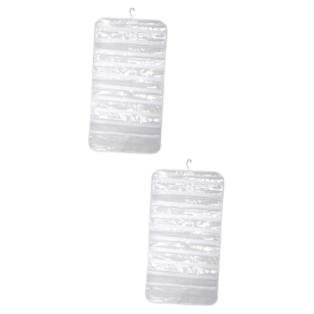 PRETYZOOM 2pcs Hanging Jewelry Organizer Double-sided Non-woven Jewelry Display Bag for Closet Door and Wall Storage White