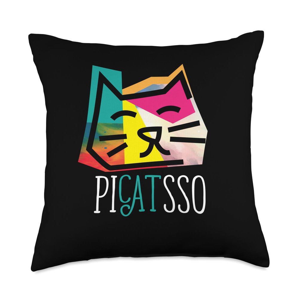 Artist I Art Teacher I Picatsso I Funny Cats Throw Pillow