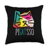 Artist I Art Teacher I Picatsso I Funny Cats Throw Pillow view 1