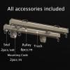 Aluminium Curtain Rail Ceiling Track Heavy Duty Double Conjoined Curtain Track Set Ceiling Or Wall Mount For Office Home Bathroom Hospital Curtain Track System Straight Curtain Track ( Color : Gold (S view 3