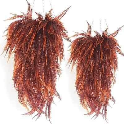 HXSCOO 2pcs Simulation Fern Grass Green Plant Artificial Fern Persian Leaves Flower Home Decor Art DIY Ornament Room Decoration (Color : Red)