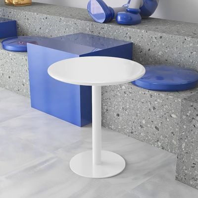 Renmlion Round Side Table Height Bar TableWhite Coffee Table Metal End Table Modern Style Bedside Table Counter Bistro Pub TablesSmall Accent Table for Home Office (Size : 40x40x50cm)