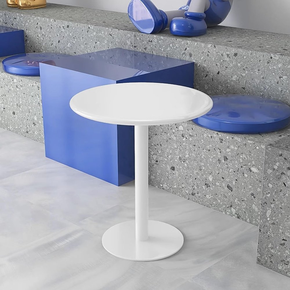 Renmlion Round Side Table Height Bar TableWhite Coffee Table Metal End Table Modern Style Bedside Table Counter Bistro Pub TablesSmall Accent Table for Home Office (Size : 40x40x50cm)