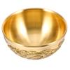 Holibanna Copper Treasure Wealth Bowl Desktop Decor with Double Dragon Design Chinese Feng Shui Money Basin 1.65 Inch Small Brass Decorative Bowl for Office and Home view 1