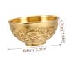 Holibanna Copper Treasure Wealth Bowl Desktop Decor with Double Dragon Design Chinese Feng Shui Money Basin 1.65 Inch Small Brass Decorative Bowl for Office and Home view 3