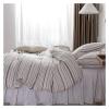 MaiyO 100% Linen 3Pcs Duvet Cover Set French Washed Striped Linens King Size Pillowcase Comforter Bedding Sheet Set,duvets view 4