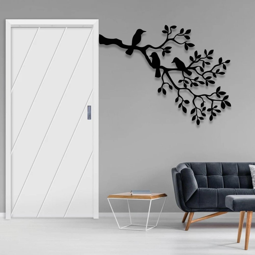 Metal Bird Wall Art, Birds on Branch, Metallic Branches, Metal Tree Branch Wall Art, Metal Wall Art Nature, Metal Wall Art, Metal Wall Decor for Living Room, Wall Hangings (41"x31" | 105x79.5 cm, Black)