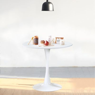 Mid-Century Modern Dining Table for Small Spaces,Round Pedestal Tulip Table,White Kitchen Table & Office Table & Coffee Table & Dining Room Table for 2,4(31", White)