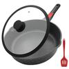 AIKENBBKK Saute Pan with Lid, 12 Inch Frying Pans Nonstick, 5 QT Non Stick Deep Frying Pan Skillet, Compatible with All Stovetops, Detachable Handle, Oven Safe, PFOA PFOS Free, Black view 1