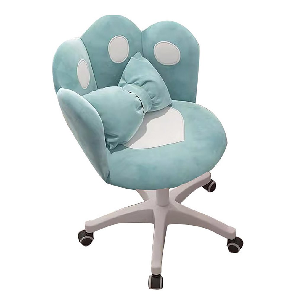 Cute Home Office Desk Chair,Comfy Velvet vanity chair with back,Height Adjustable & Swivel Accent shell chair,For Girls Women,Study Computer Task,Living Room Bedroom(Seat height 13.8-17.8, Blue)