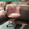 Cute Home Office Desk Chair,Comfy Velvet vanity chair with back,Height Adjustable & Swivel Accent shell chair,For Girls Women,Study Computer Task,Living Room Bedroom(Seat height 13.8-17.8, Blue) view 2
